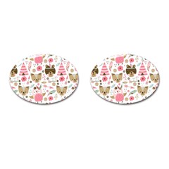 Pink Animals Pattern Cufflinks (oval) by Simbadda