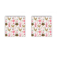 Pink Animals Pattern Cufflinks (square) by Simbadda