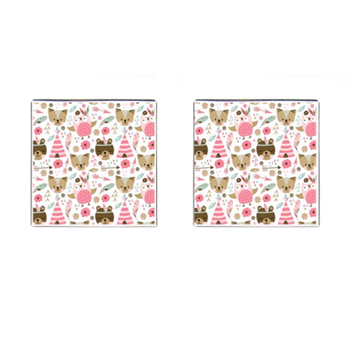 Pink Animals Pattern Cufflinks (Square)