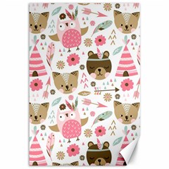 Pink Animals Pattern Canvas 12  X 18  by Simbadda