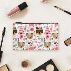 Pink Animals Pattern Cosmetic Bag (small) by Simbadda