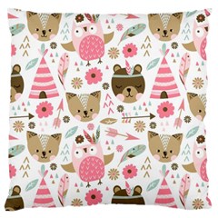 Pink Animals Pattern Large Cushion Case (one Side) by Simbadda