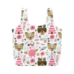 Pink Animals Pattern Full Print Recycle Bag (m)