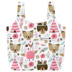 Pink Animals Pattern Full Print Recycle Bag (xxl) by Simbadda