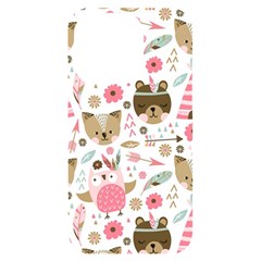 Pink Animals Pattern Iphone 14 Pro Black Uv Print Case by Simbadda