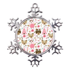 Pink Animals Pattern Metal Large Snowflake Ornament