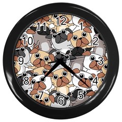 Many Dogs Pattern Wall Clock (black) by Simbadda