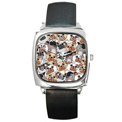 Many Dogs Pattern Square Metal Watch by Simbadda