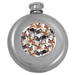 Many Dogs Pattern Round Hip Flask (5 oz) Front