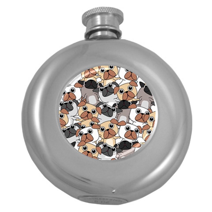 Many Dogs Pattern Round Hip Flask (5 oz)