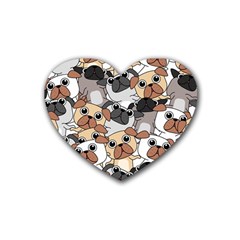 Many Dogs Pattern Rubber Heart Coaster (4 Pack) by Simbadda