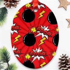 Pop Art Comic Pattern Bomb Boom Explosion Background Ornament (oval) by Simbadda