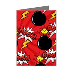 Pop Art Comic Pattern Bomb Boom Explosion Background Mini Greeting Card by Simbadda