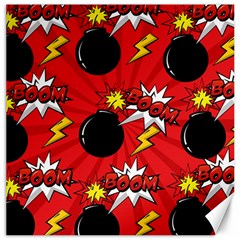 Pop Art Comic Pattern Bomb Boom Explosion Background Canvas 12  X 12  by Simbadda