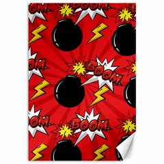 Pop Art Comic Pattern Bomb Boom Explosion Background Canvas 12  X 18  by Simbadda