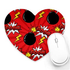 Pop Art Comic Pattern Bomb Boom Explosion Background Heart Mousepad by Simbadda