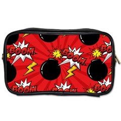 Pop Art Comic Pattern Bomb Boom Explosion Background Toiletries Bag (two Sides) by Simbadda