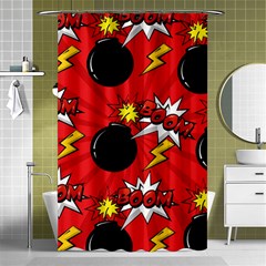 Pop Art Comic Pattern Bomb Boom Explosion Background Shower Curtain 48  X 72  (small)  by Simbadda