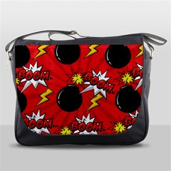 Pop Art Comic Pattern Bomb Boom Explosion Background Messenger Bag by Simbadda