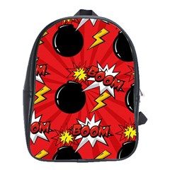 Pop Art Comic Pattern Bomb Boom Explosion Background School Bag (xl) by Simbadda