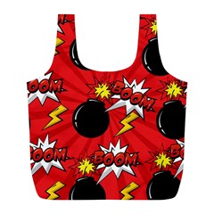 Pop Art Comic Pattern Bomb Boom Explosion Background Full Print Recycle Bag (l) by Simbadda