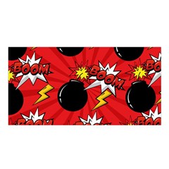 Pop Art Comic Pattern Bomb Boom Explosion Background Satin Shawl 45  X 80  by Simbadda