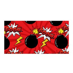 Pop Art Comic Pattern Bomb Boom Explosion Background Satin Wrap 35  X 70  by Simbadda