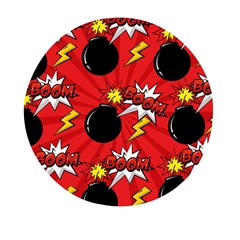 Pop Art Comic Pattern Bomb Boom Explosion Background Mini Round Pill Box by Simbadda