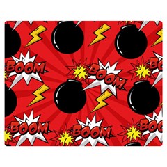 Pop Art Comic Pattern Bomb Boom Explosion Background Premium Plush Fleece Blanket (medium) by Simbadda