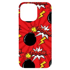 Pop Art Comic Pattern Bomb Boom Explosion Background Iphone 14 Pro Max Black Uv Print Case by Simbadda