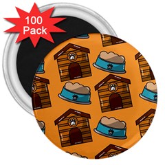 Pet House Bowl Food Seamless Pattern 3  Magnets (100 Pack) by Simbadda