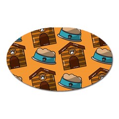 Pet House Bowl Food Seamless Pattern Oval Magnet by Simbadda