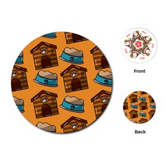 Pet House Bowl Food Seamless Pattern Playing Cards Single Design (round) by Simbadda