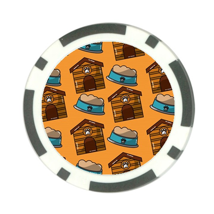 Pet House Bowl Food Seamless Pattern Poker Chip Card Guard