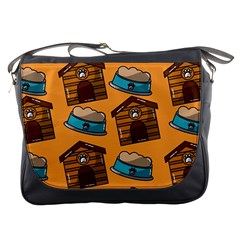 Pet House Bowl Food Seamless Pattern Messenger Bag by Simbadda