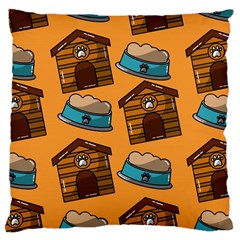 Pet House Bowl Food Seamless Pattern Large Cushion Case (one Side) by Simbadda