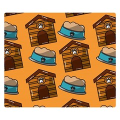 Pet House Bowl Food Seamless Pattern Two Sides Premium Plush Fleece Blanket (small) by Simbadda