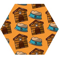 Pet House Bowl Food Seamless Pattern Wooden Puzzle Hexagon by Simbadda