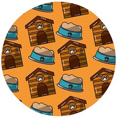 Pet House Bowl Food Seamless Pattern Wooden Bottle Opener (round) by Simbadda