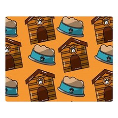 Pet House Bowl Food Seamless Pattern Premium Plush Fleece Blanket (large)