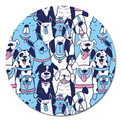 Dogs Seamless Pattern Magnet 5  (round) by Simbadda