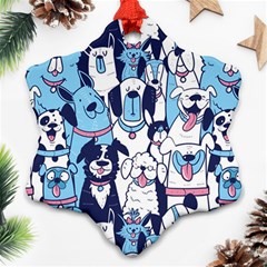 Dogs Seamless Pattern Snowflake Ornament (two Sides) by Simbadda