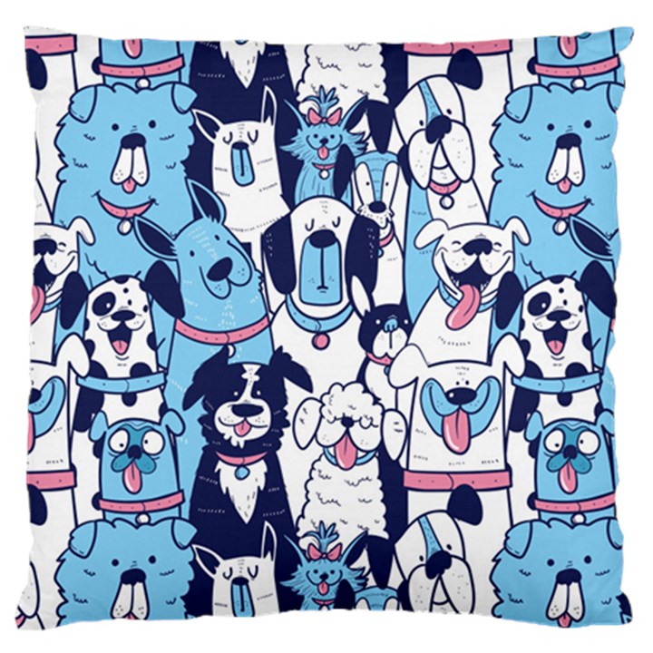 Dogs Seamless Pattern Large Premium Plush Fleece Cushion Case (One Side)