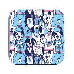 Dogs Seamless Pattern Square Metal Box (black) by Simbadda