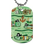 Seamless Pattern Fishes Pirates Cartoon Dog Tag (Two Sides) Front