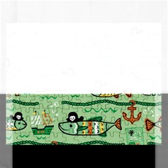 Seamless Pattern Fishes Pirates Cartoon Rectangular Jigsaw Puzzl by Simbadda