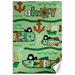 Seamless Pattern Fishes Pirates Cartoon Canvas 20  X 30  by Simbadda