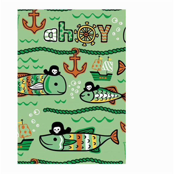 Seamless Pattern Fishes Pirates Cartoon Large Garden Flag (Two Sides)