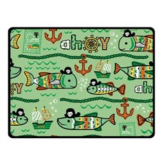 Seamless Pattern Fishes Pirates Cartoon Two Sides Fleece Blanket (small) by Simbadda