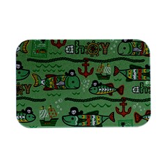 Seamless Pattern Fishes Pirates Cartoon Open Lid Metal Box (silver)  